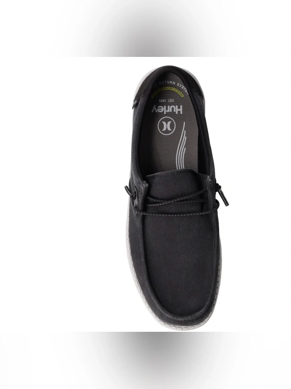 Hurley Men's Black Canvas Slip-On Loafer with White Sole
